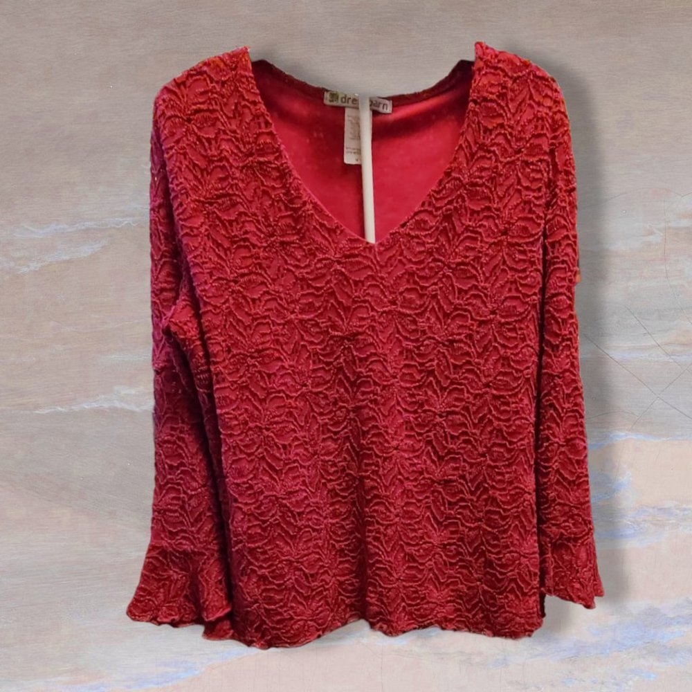 Dress Barn red top , sz Med, EUC